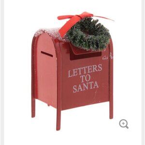 Mini Red Santa Mailbox Ornament Wreath Bow Christmas Kitchen Tiered Tray Decor